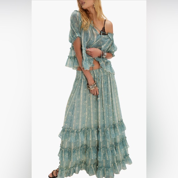 Free People Dresses & Skirts - Morning Mist Maxi Set NWOT mineral blue combo